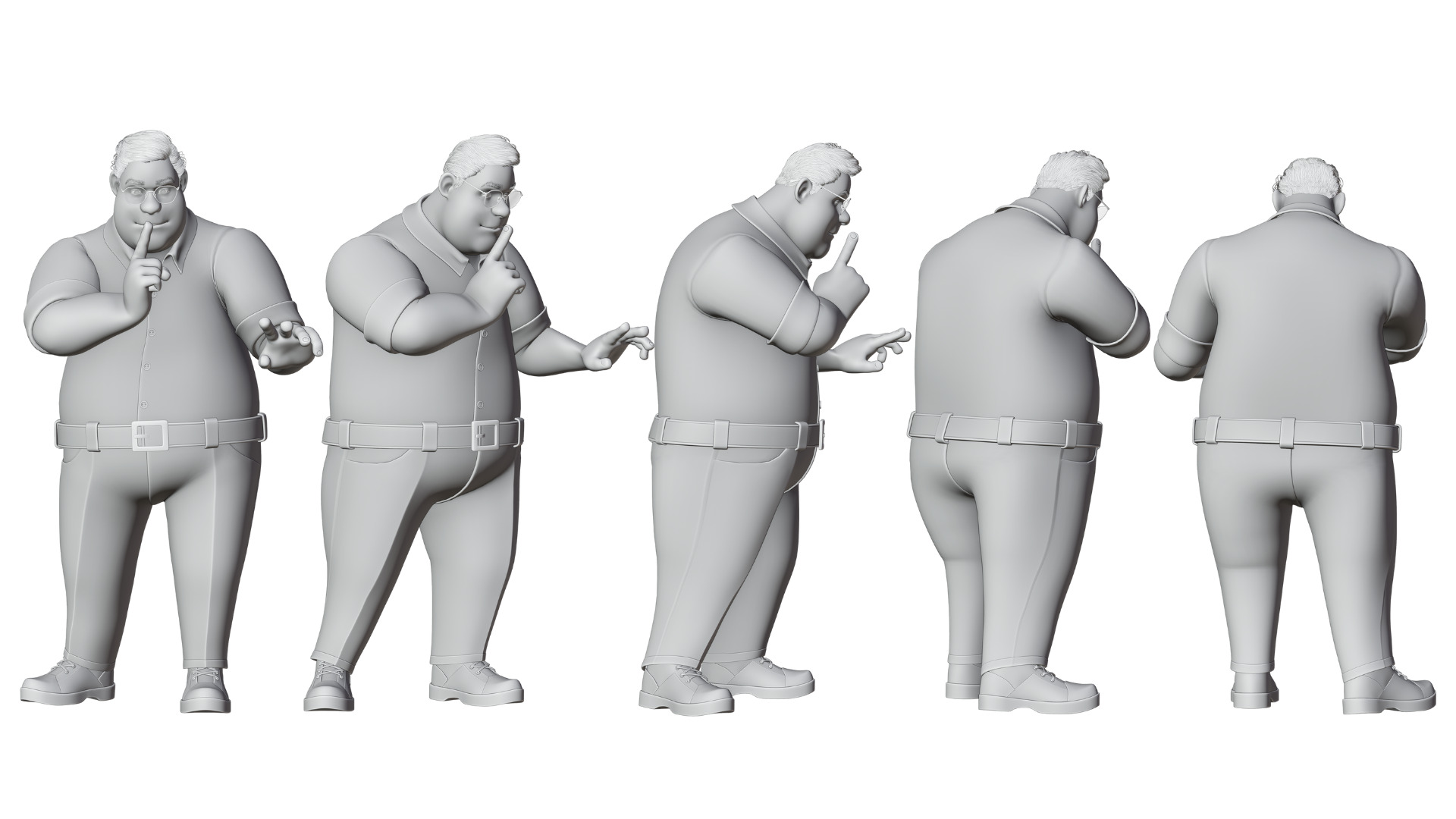 Cartoon Fat Man Character Rigged 3D model_9