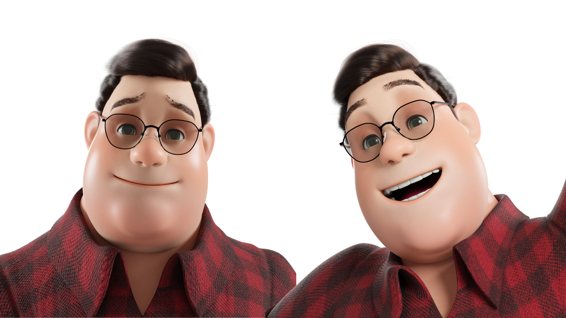 Cartoon Fat Man Character Rigged 3D model_25