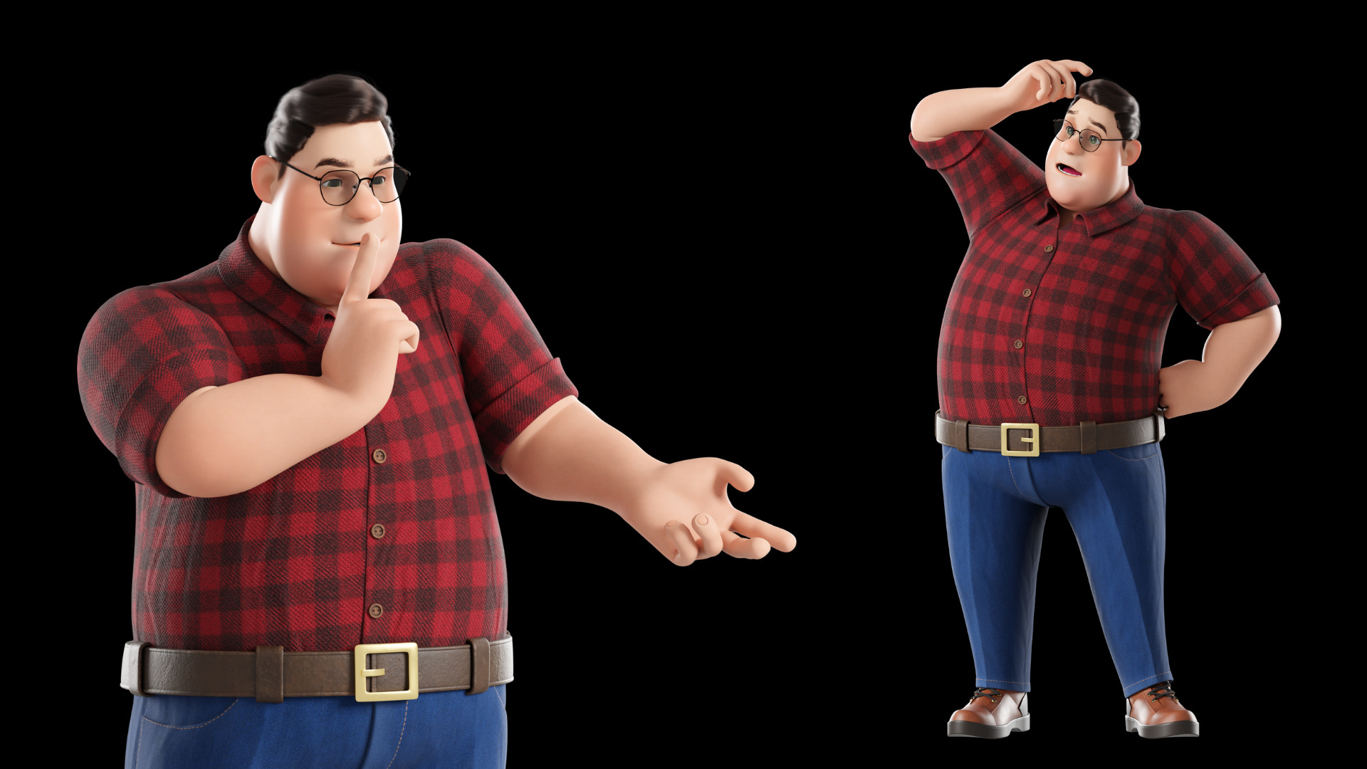 Cartoon Fat Man Character Rigged 3D model_21