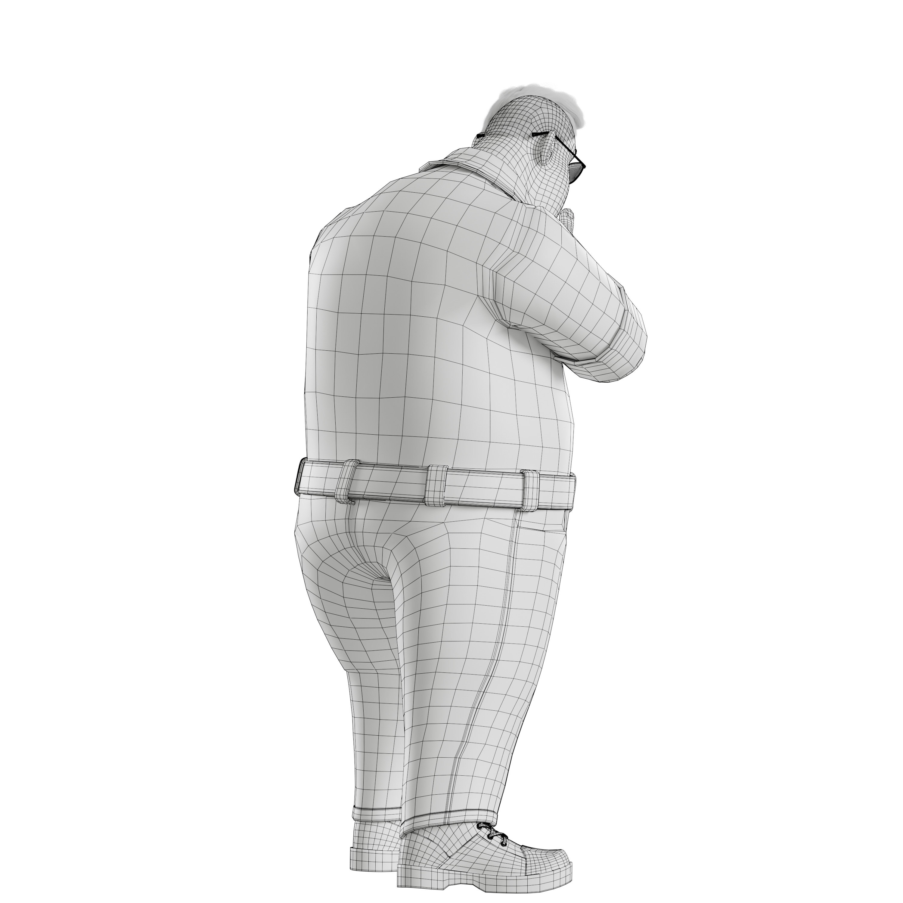 Cartoon Fat Man Character Rigged 3D model_34
