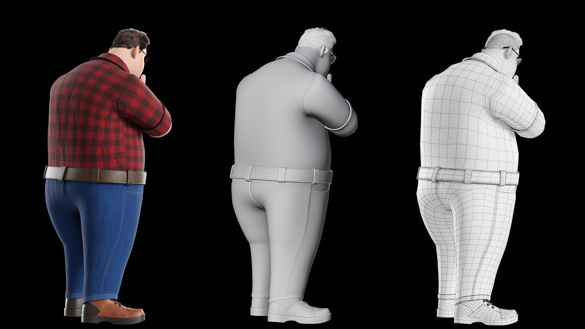 Cartoon Fat Man Character Rigged 3D model_18