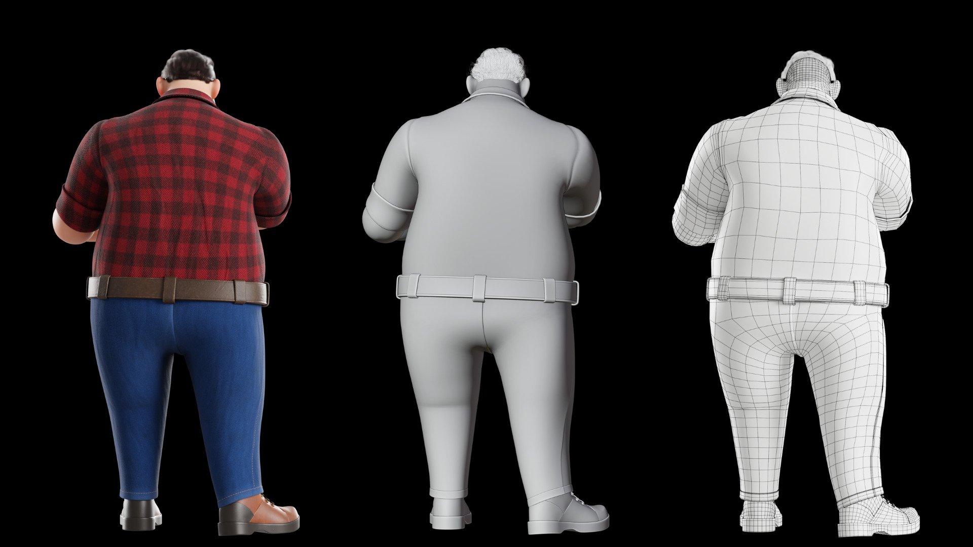 Cartoon Fat Man Character Rigged 3D model_13