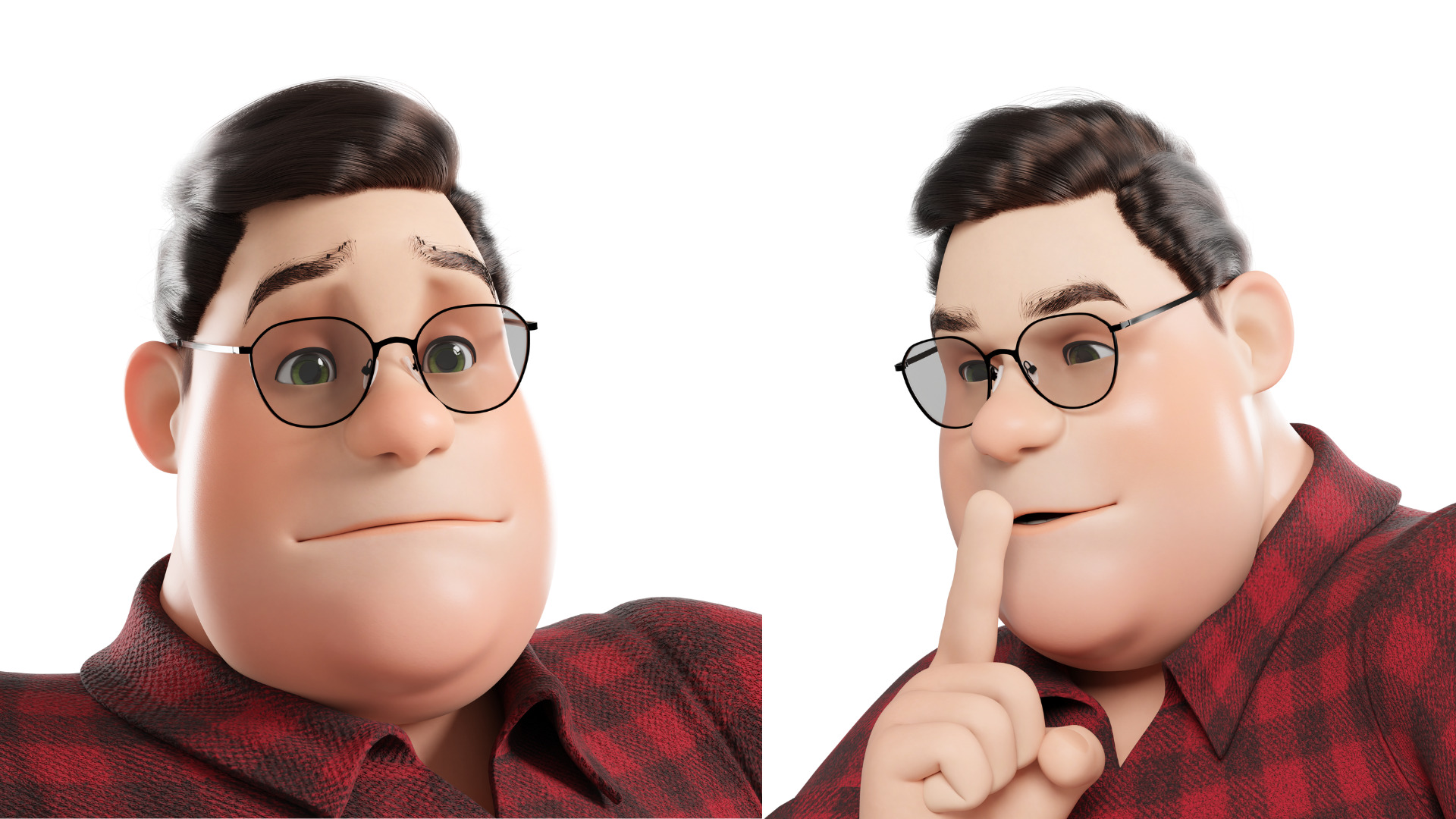 Cartoon Fat Man Character Rigged 3D model_26