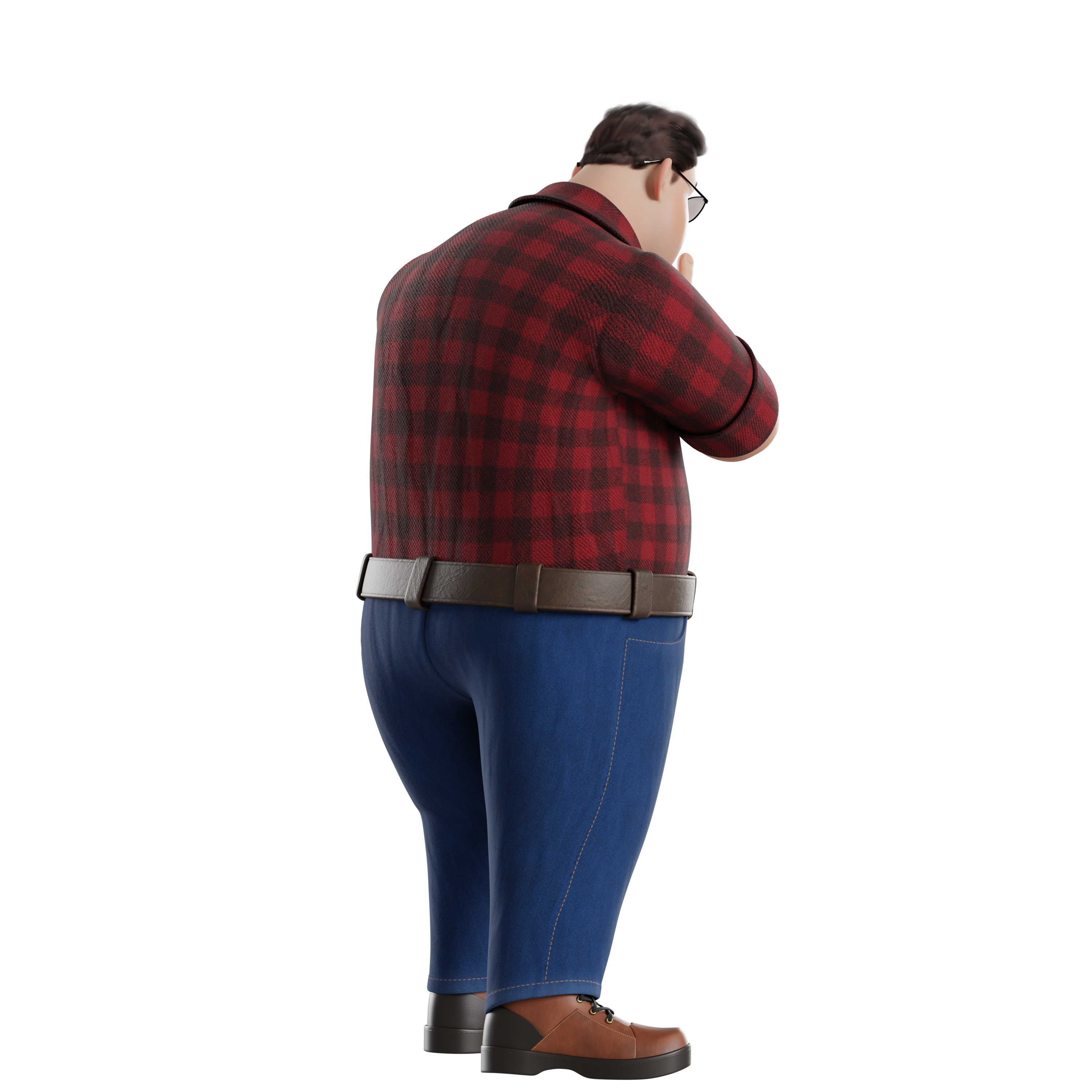 Cartoon Fat Man Character Rigged 3D model_33