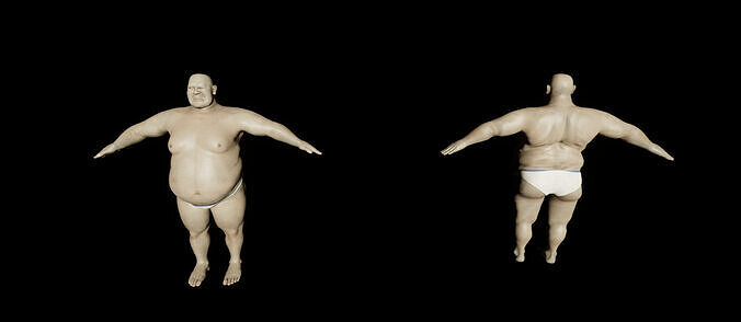 Rigged Fat Creepy Man in Underwear with 18 animations 3D model