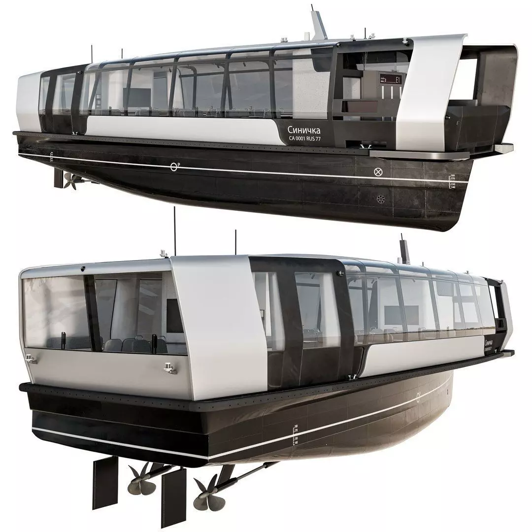Electric River Tram Low-poly 3D model_0
