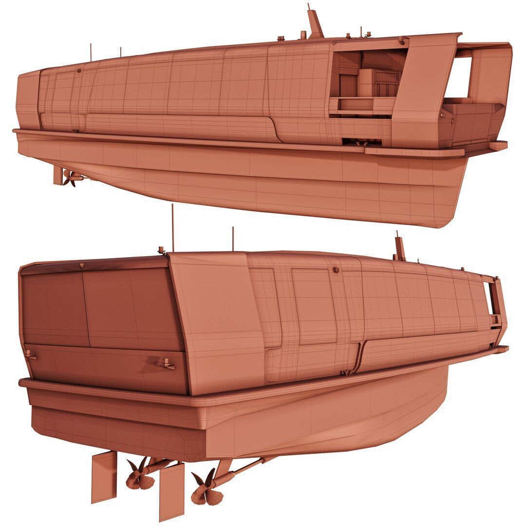 Electric River Tram Low-poly 3D model_8