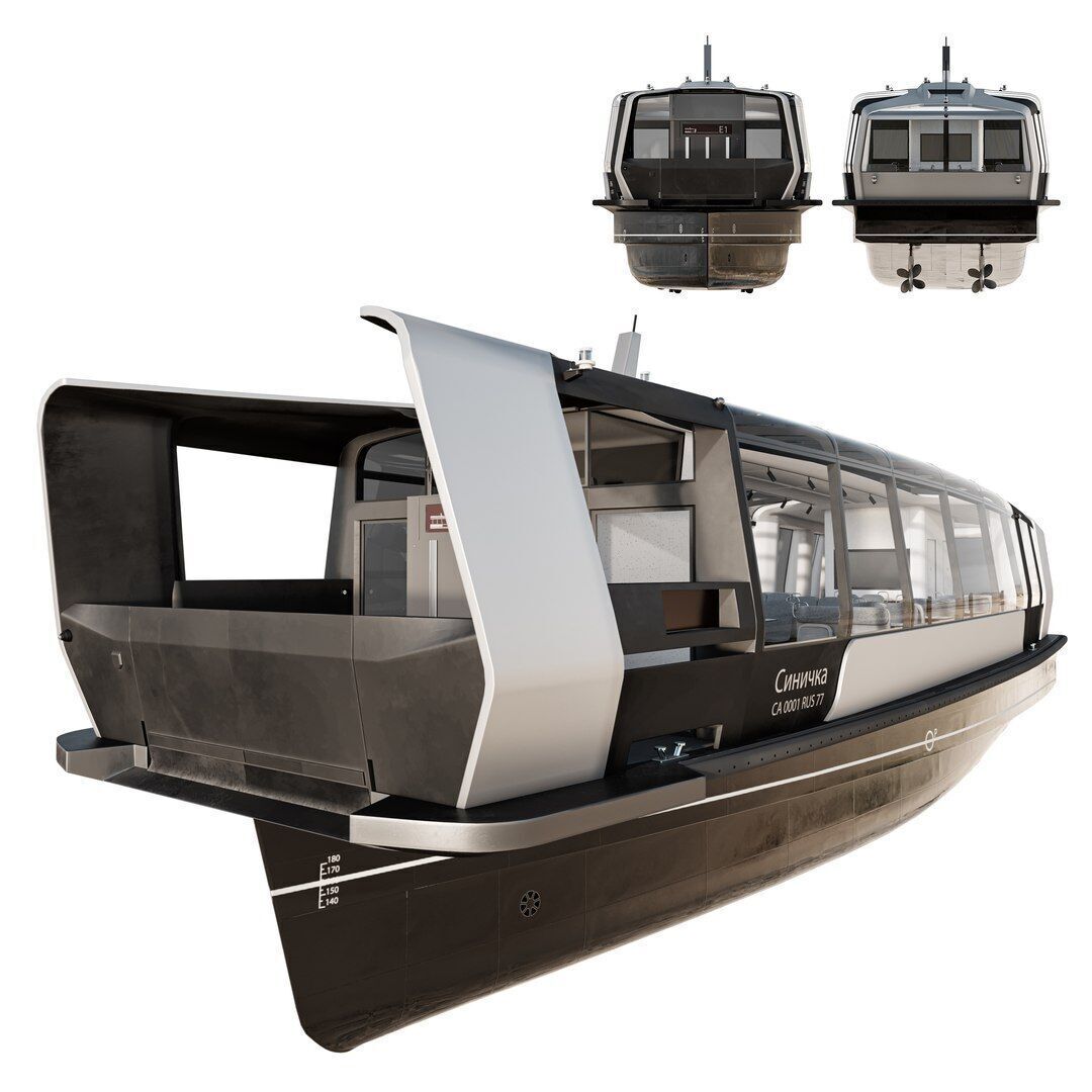 Electric River Tram Low-poly 3D model_2