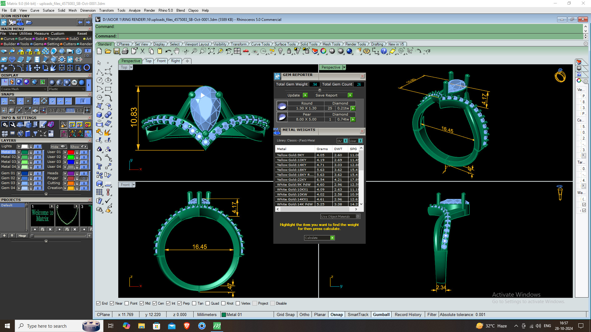 OVAL DIAMOND RING -CAD-021 3D model_12