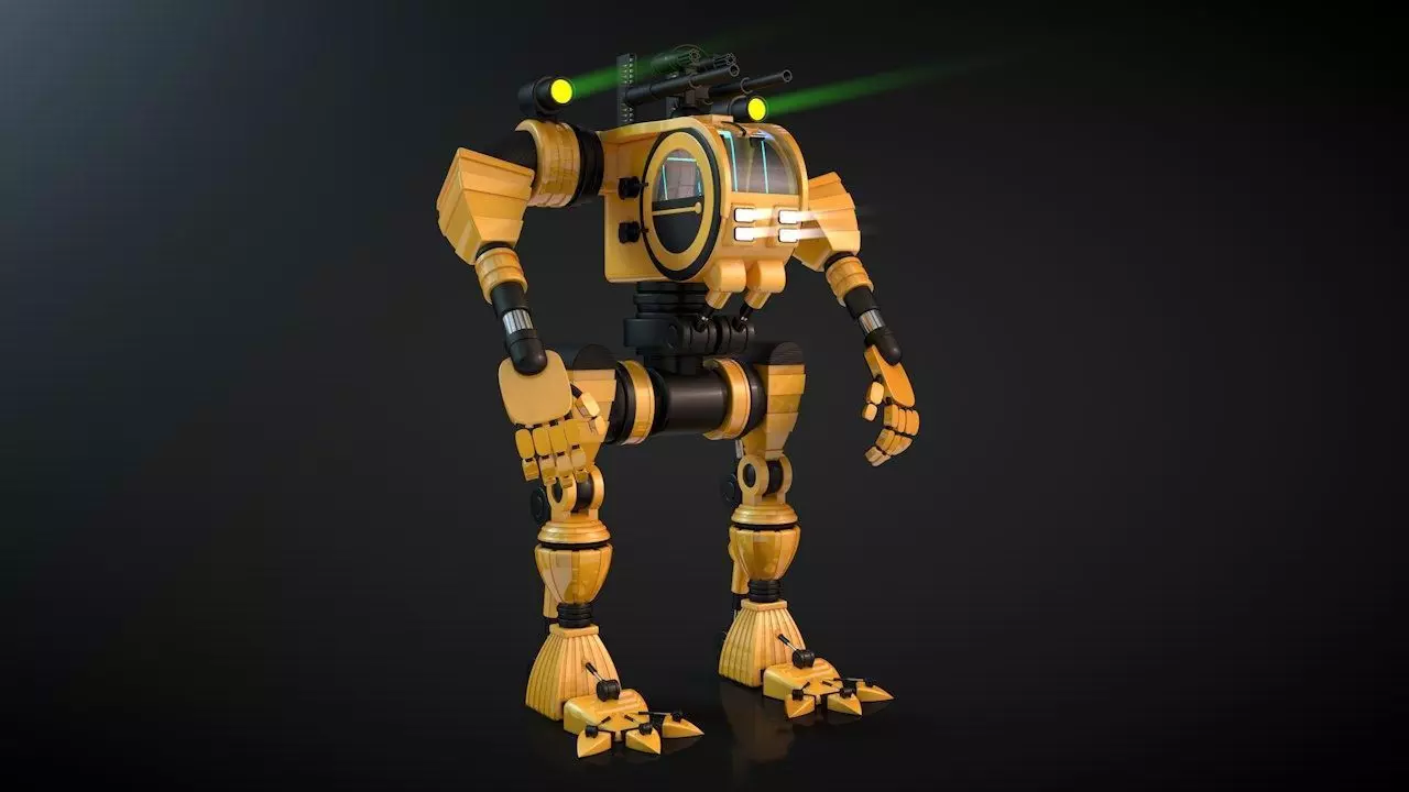 Robot 02 with Cockpit  Free 3D model_0