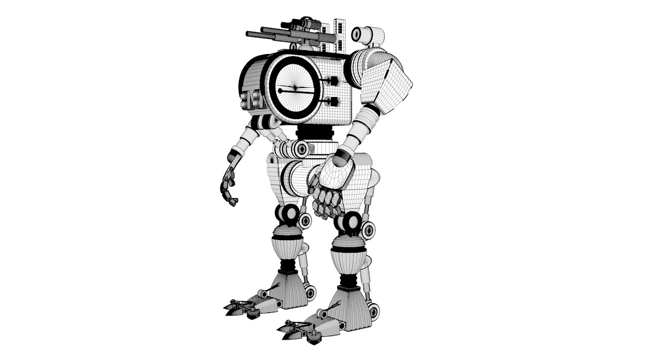 Robot 02 with Cockpit  Free 3D model_17