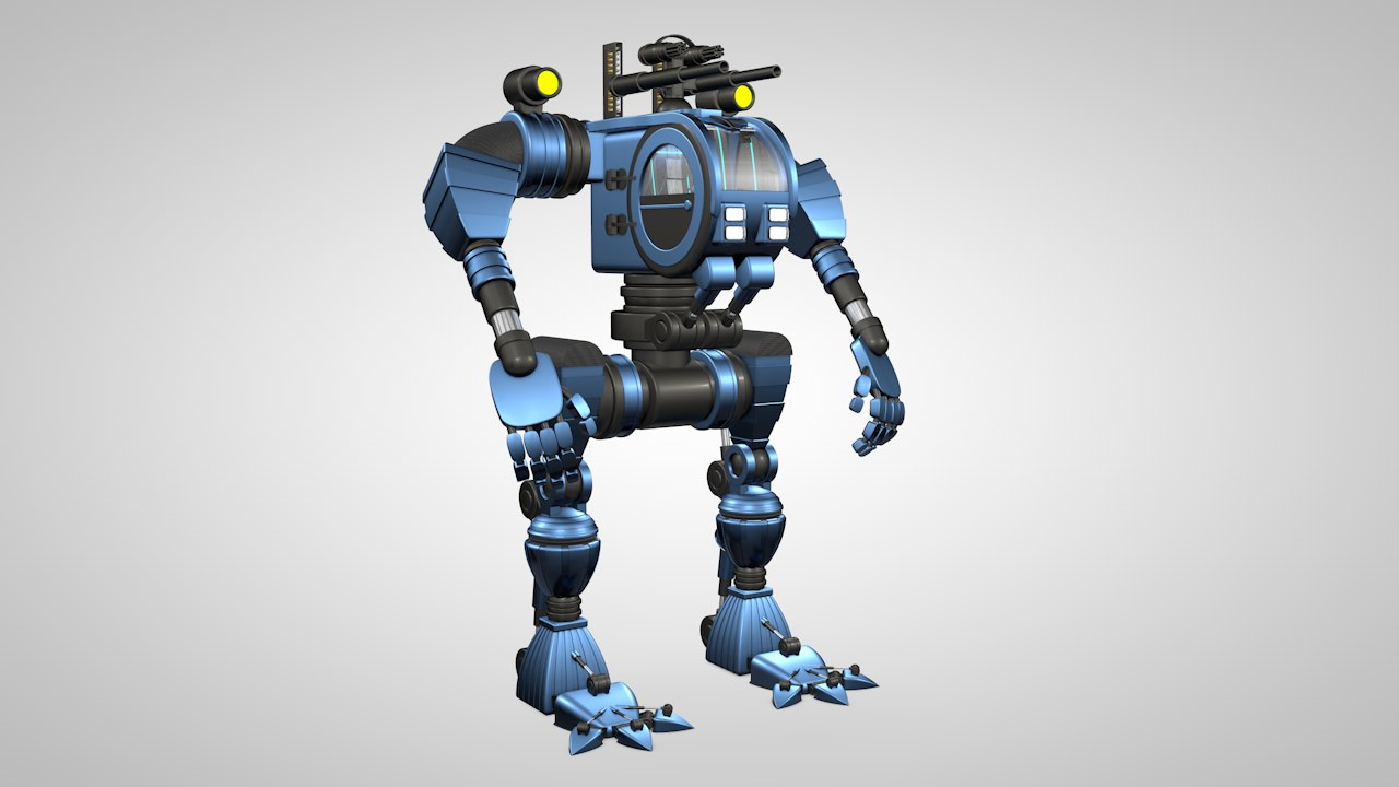 Robot 02 with Cockpit  Free 3D model_11