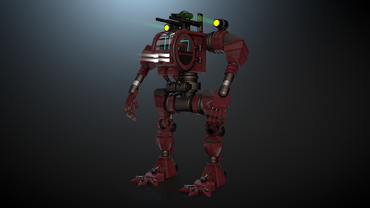 Robot 02 with Cockpit  Free 3D model_4
