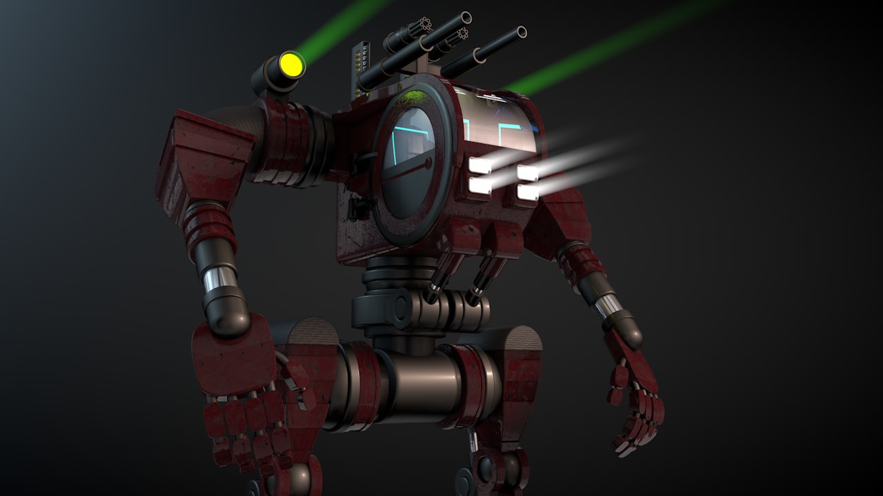 Robot 02 with Cockpit  Free 3D model_6