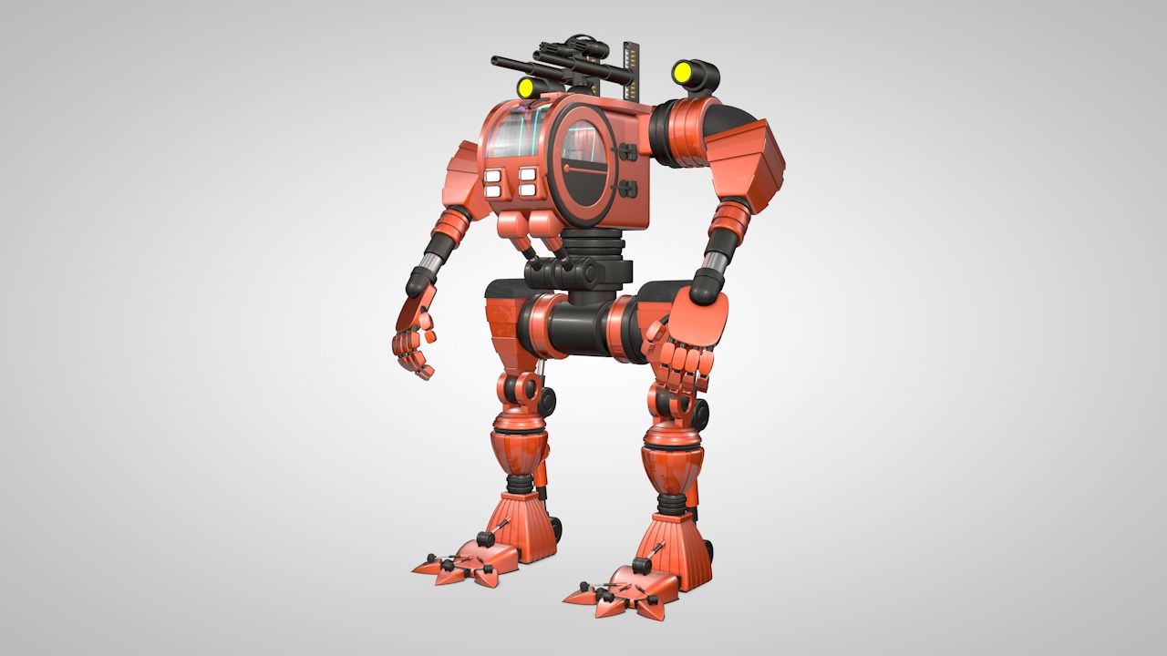Robot 02 with Cockpit  Free 3D model_8