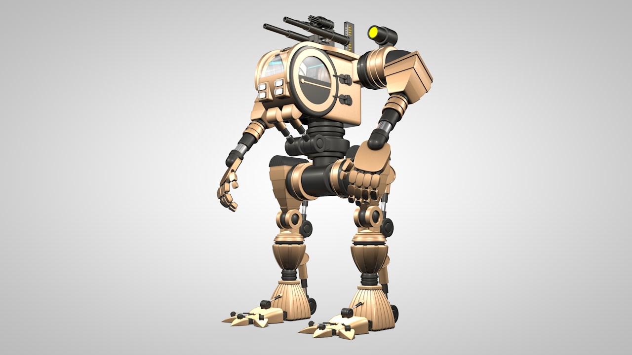 Robot 02 with Cockpit  Free 3D model_9