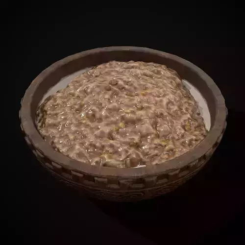 Decorated Bowl of Porridge Low-poly 3D model