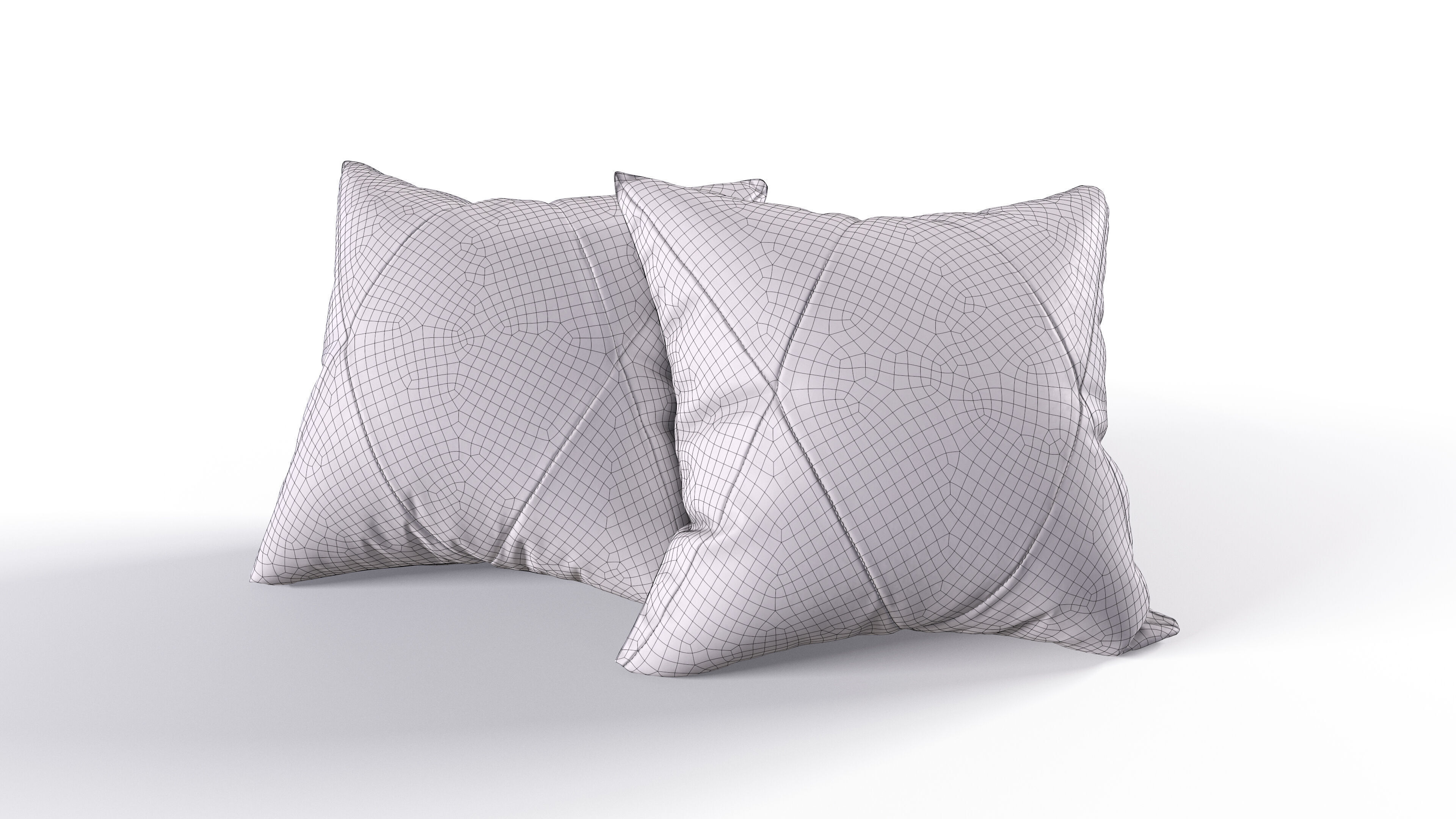Classic Pillows Set Low-poly 3D model_10