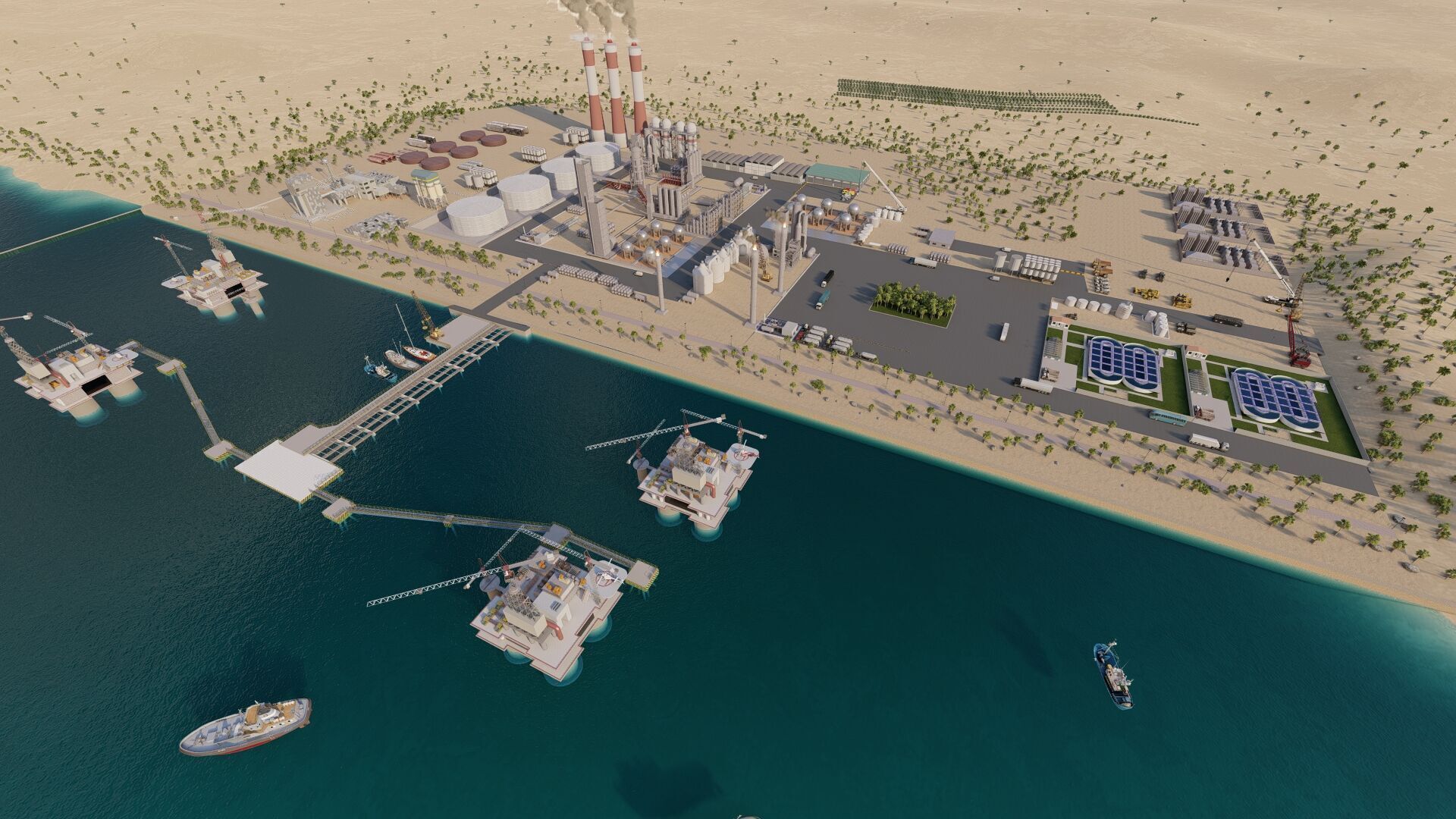 Petrochemical-Complex and Oil Gas Rig-Refinery power plant 3D model_2