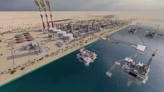 Petrochemical-Complex and Oil Gas Rig-Refinery power plant 3D model