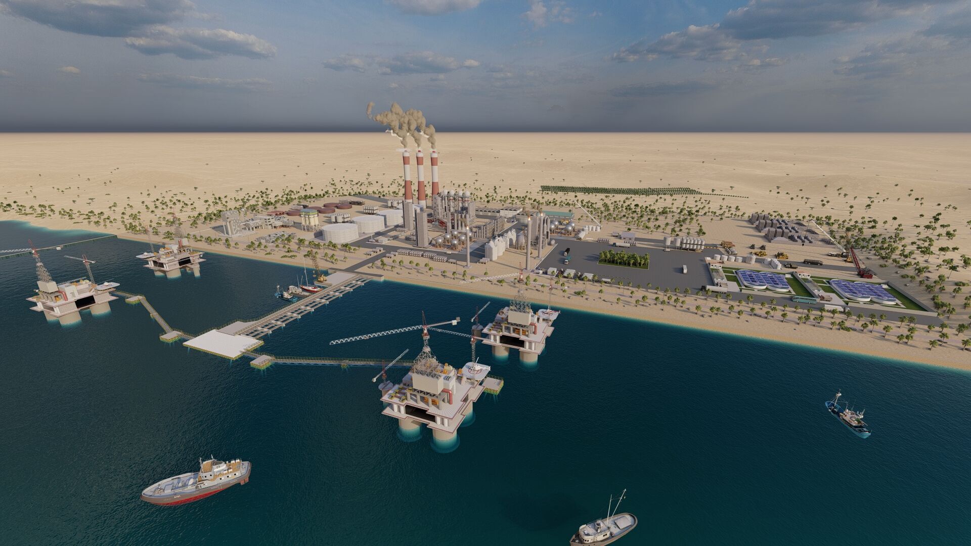 Petrochemical-Complex and Oil Gas Rig-Refinery power plant 3D model_18