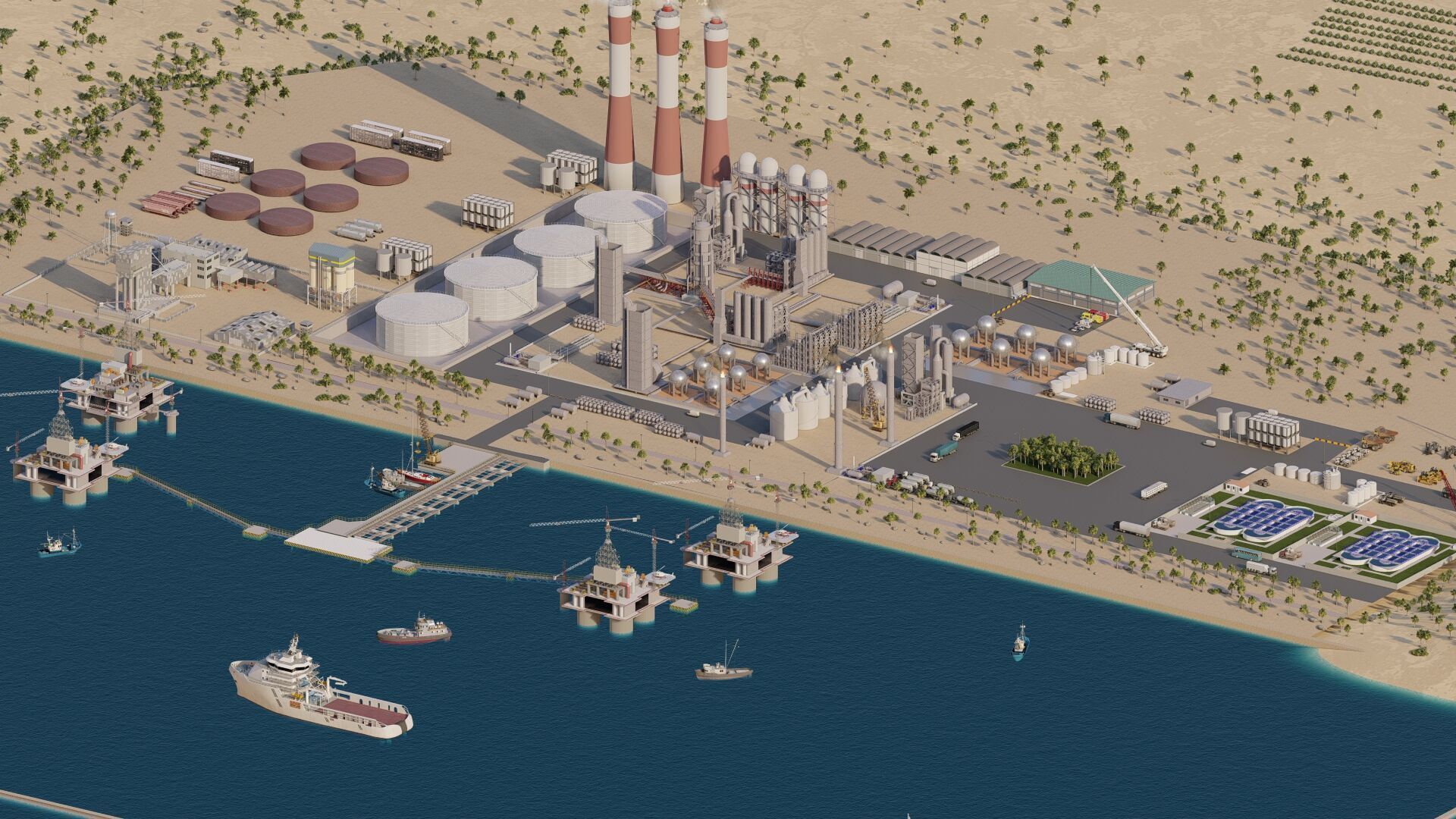 Petrochemical-Complex and Oil Gas Rig-Refinery power plant 3D model_3