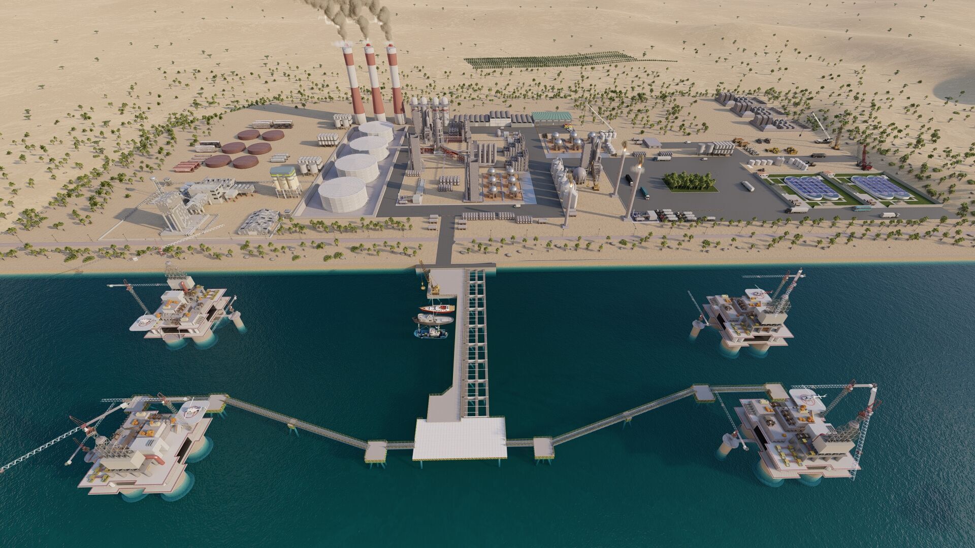 Petrochemical-Complex and Oil Gas Rig-Refinery power plant 3D model_1