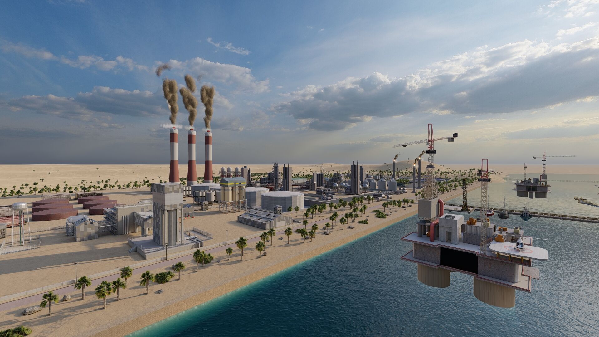 Petrochemical-Complex and Oil Gas Rig-Refinery power plant 3D model_14