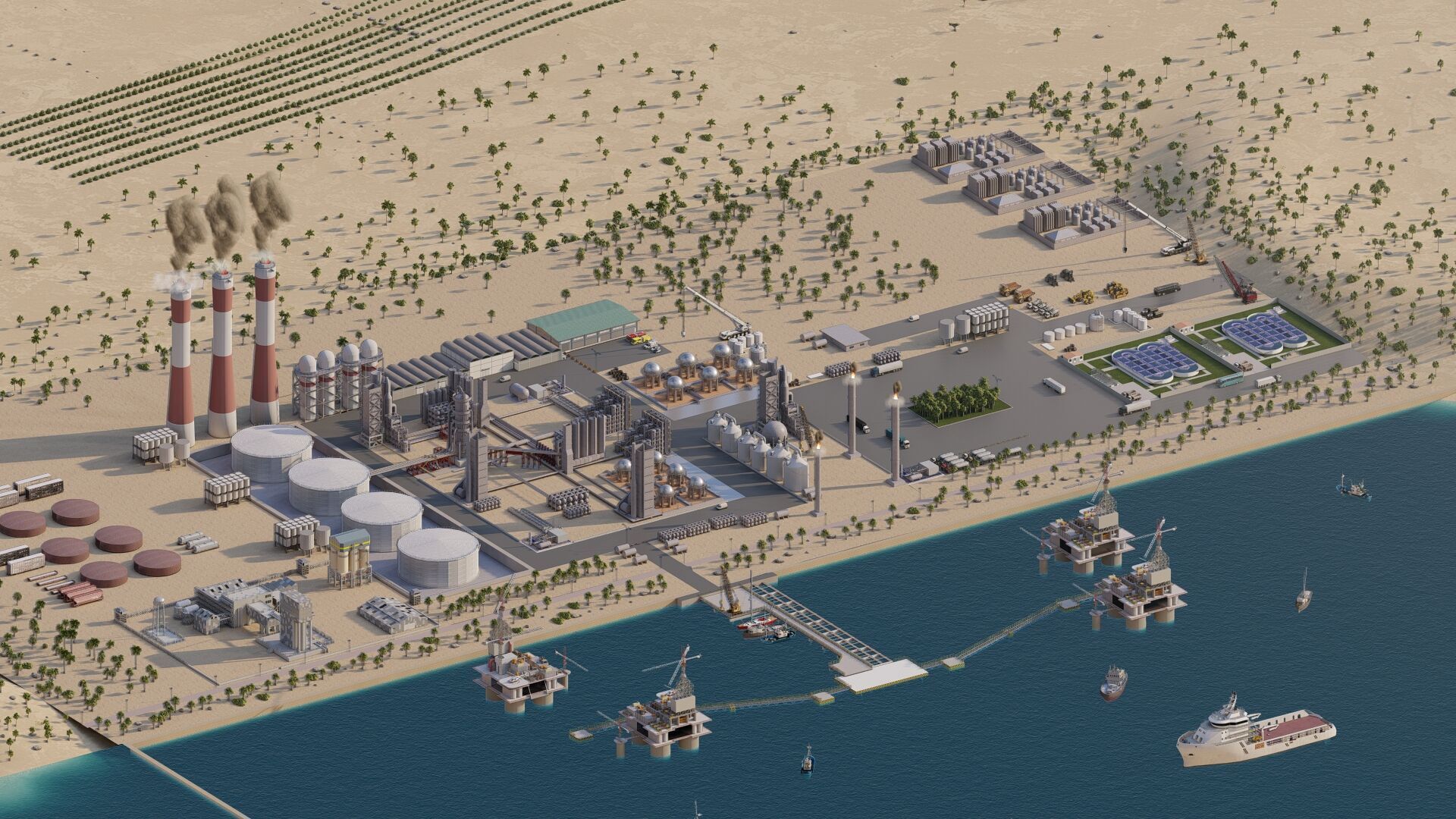 Petrochemical-Complex and Oil Gas Rig-Refinery power plant 3D model_29
