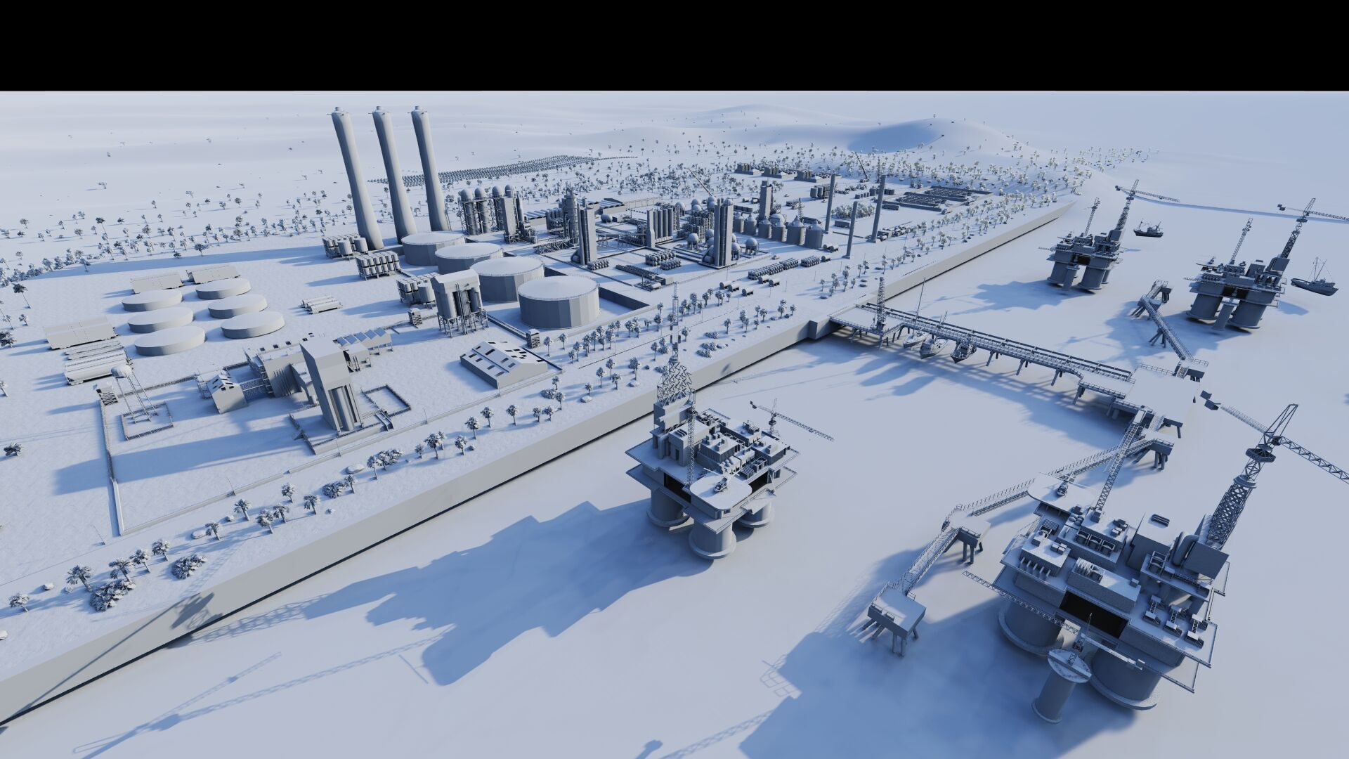 Petrochemical-Complex and Oil Gas Rig-Refinery power plant 3D model_8