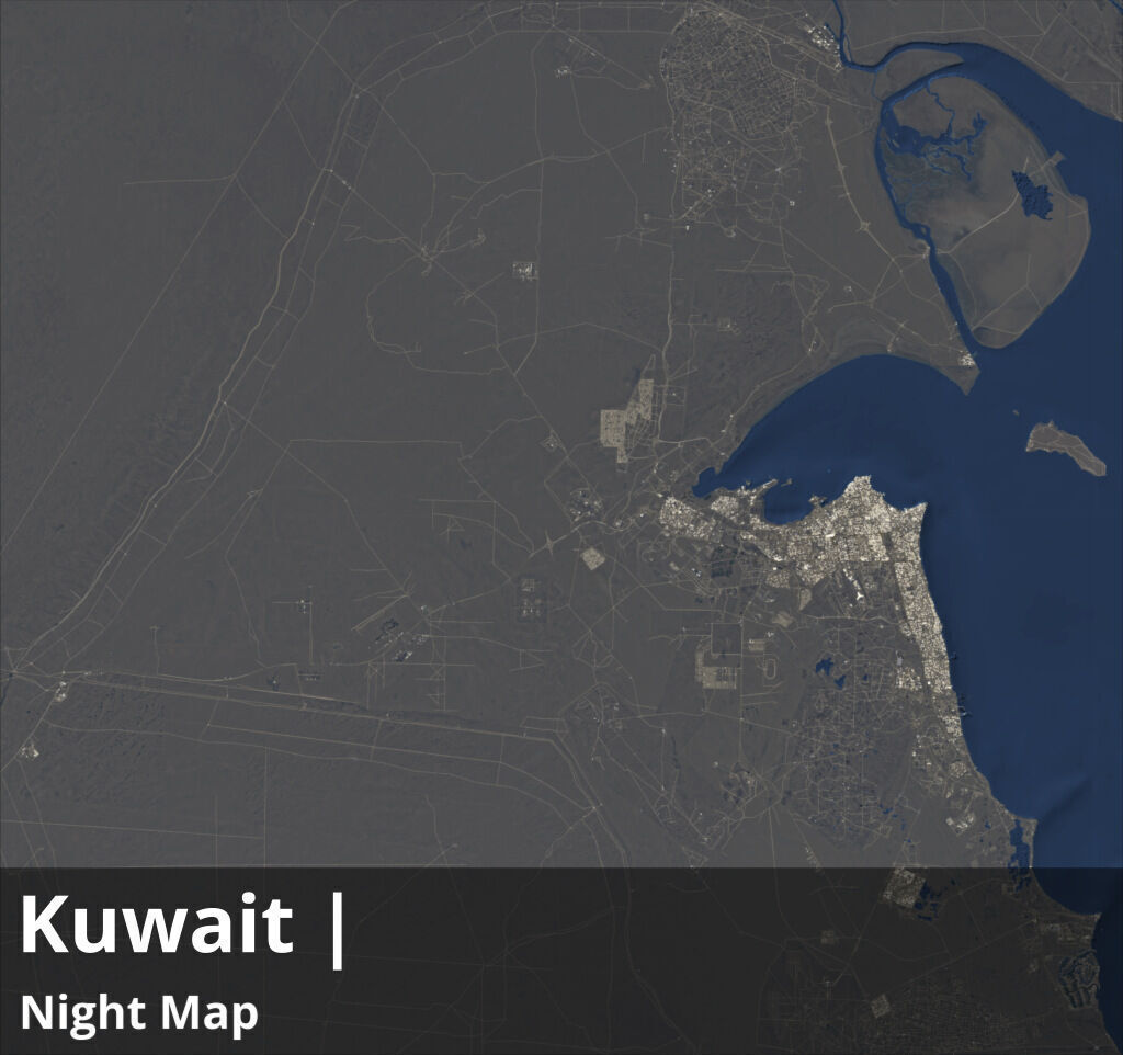 Kuwait Satellite Night 8k High resolution Maps and masks Texture_1