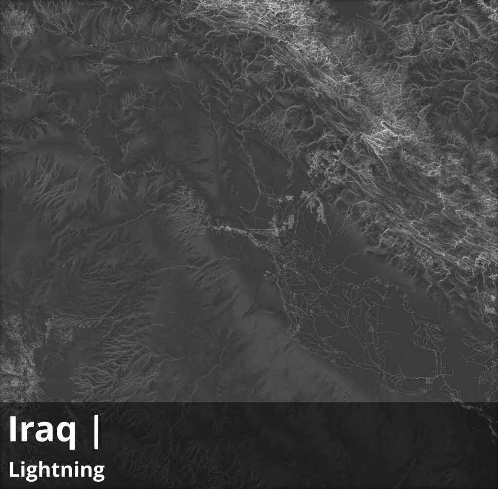 Iraq Satellite Night 9k High resolution Maps and masks Texture_2