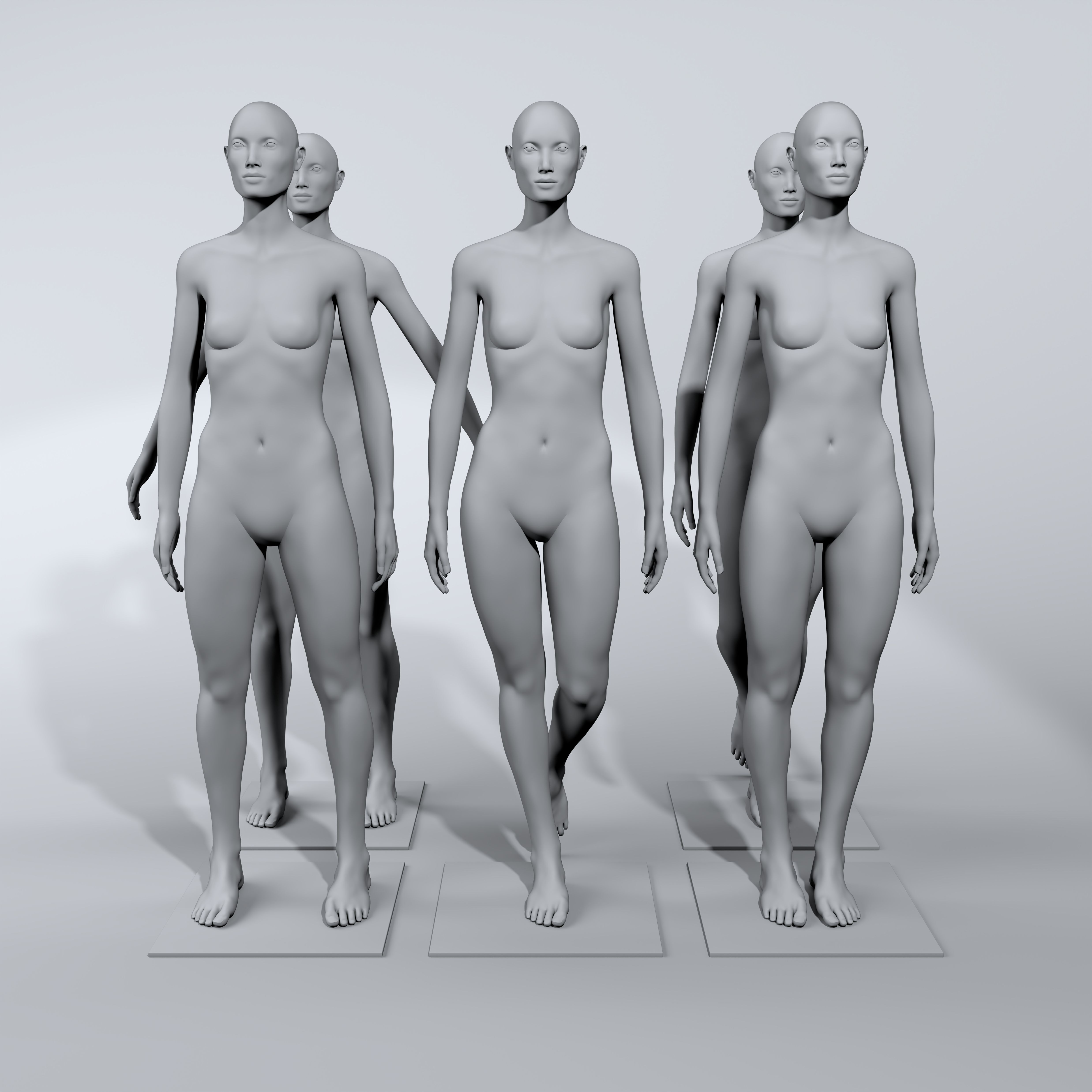 luxury female fashion mannequin bundle Low-poly 3D model_1