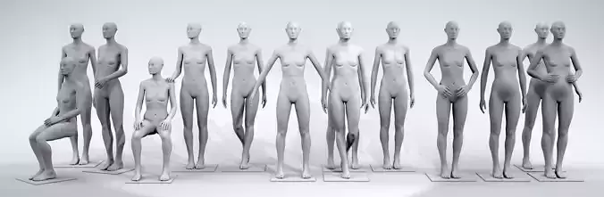 luxury female fashion mannequin bundle Low-poly 3D model luxury female fashion mannequin bundle Low-poly 3D model