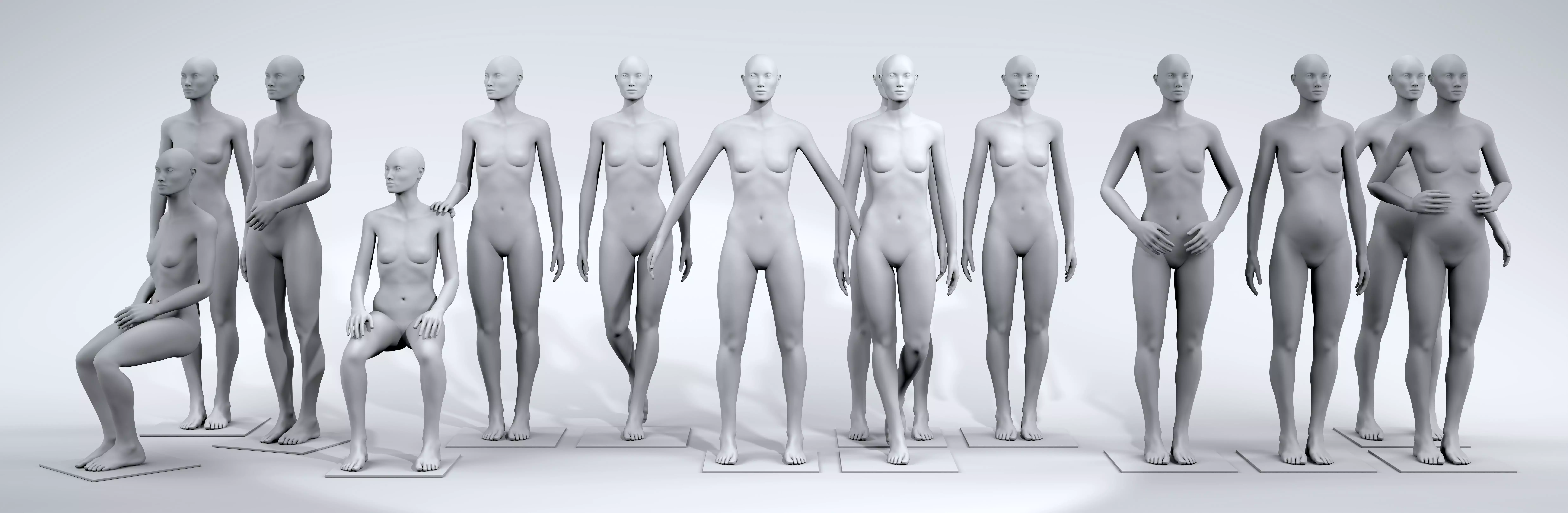 luxury female fashion mannequin bundle Low-poly 3D model_0