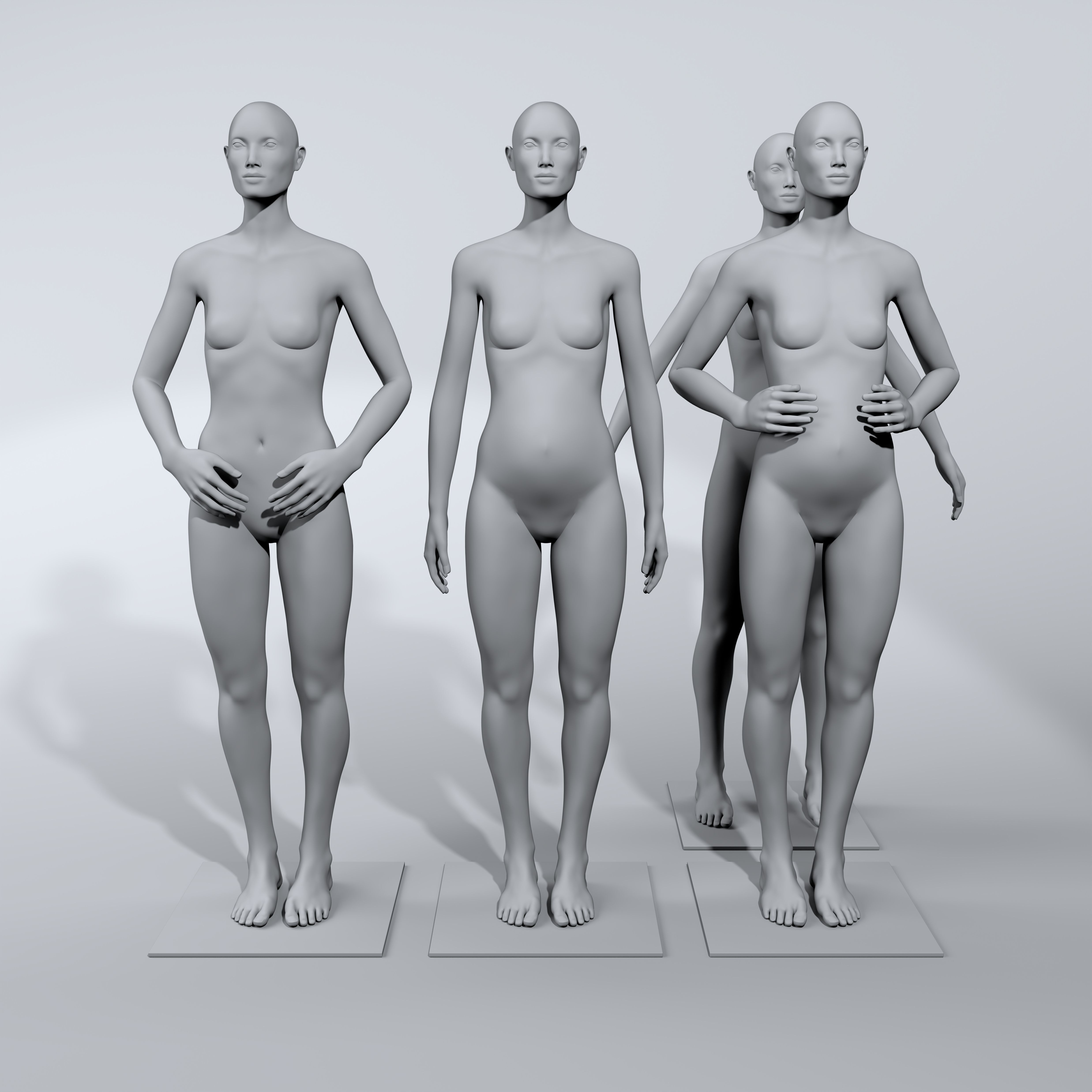 luxury female fashion mannequin bundle Low-poly 3D model_16