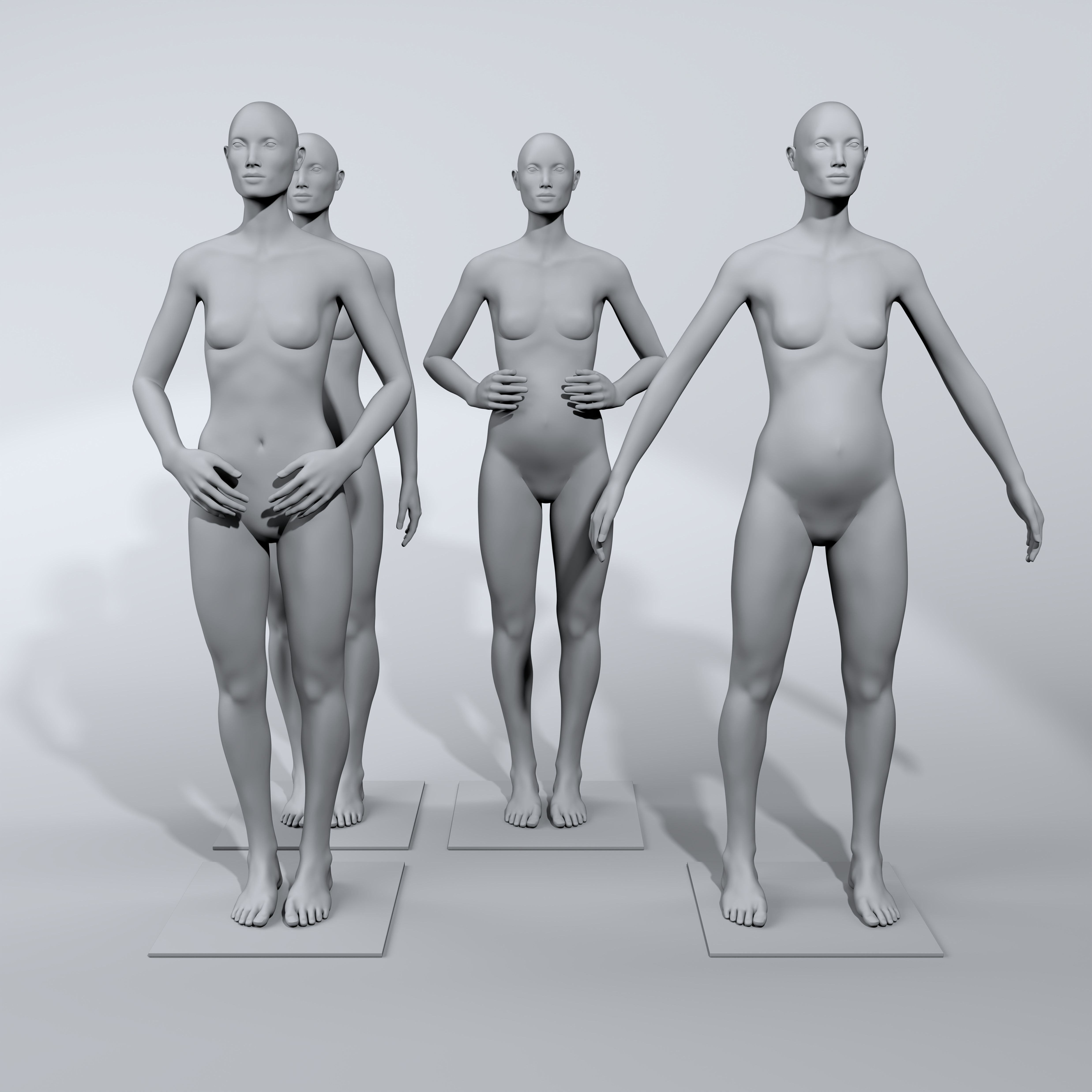 luxury female fashion mannequin bundle Low-poly 3D model_15