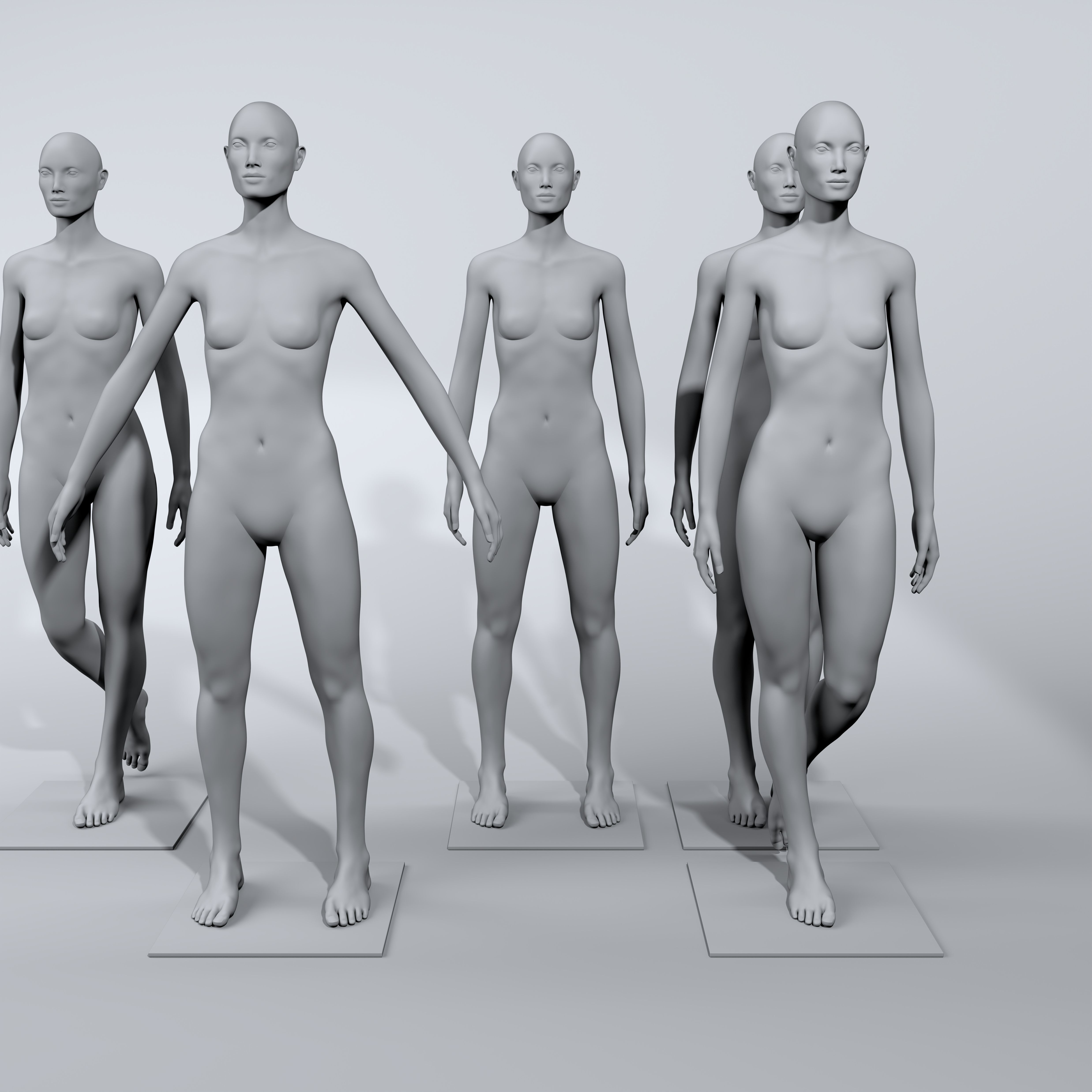 luxury female fashion mannequin bundle Low-poly 3D model_2