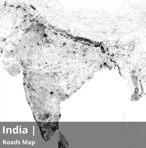 India Water Roads and Buildings 12k High resolution Maps
