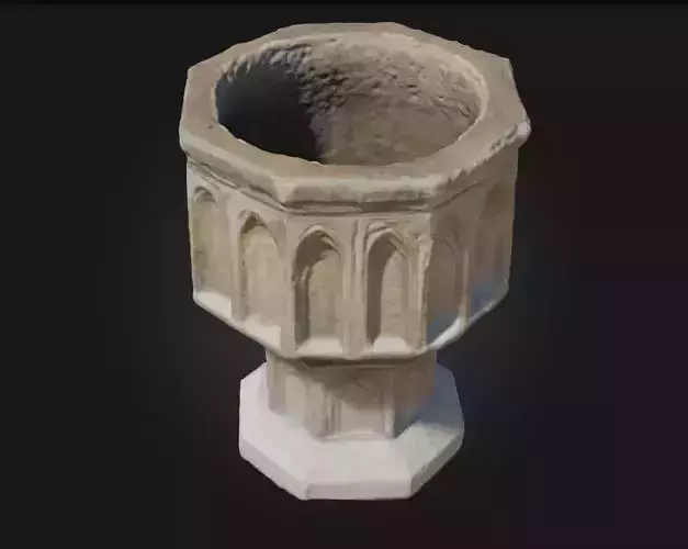 Historic Baptismal Font  Sacred Craftsmanship Preserved in Stone