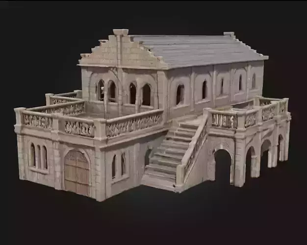 Medieval Stone House Model  Sturdy Shelter of a Bygone Age