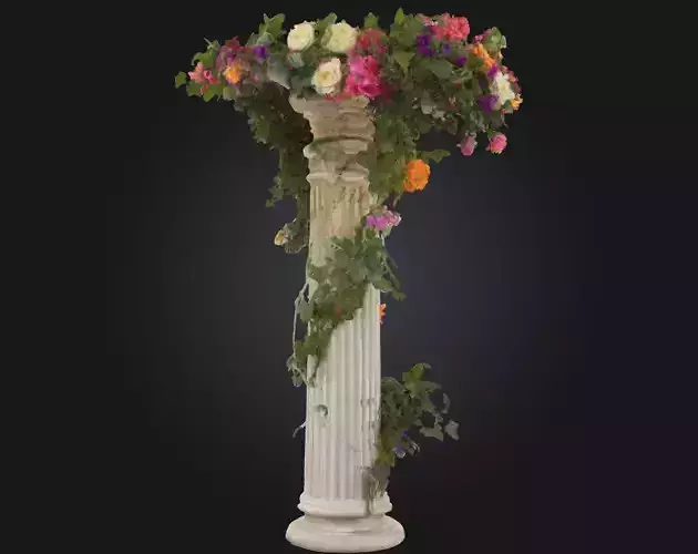 Floral Elegance Pillar A Graceful Fusion of Nature and 3D model