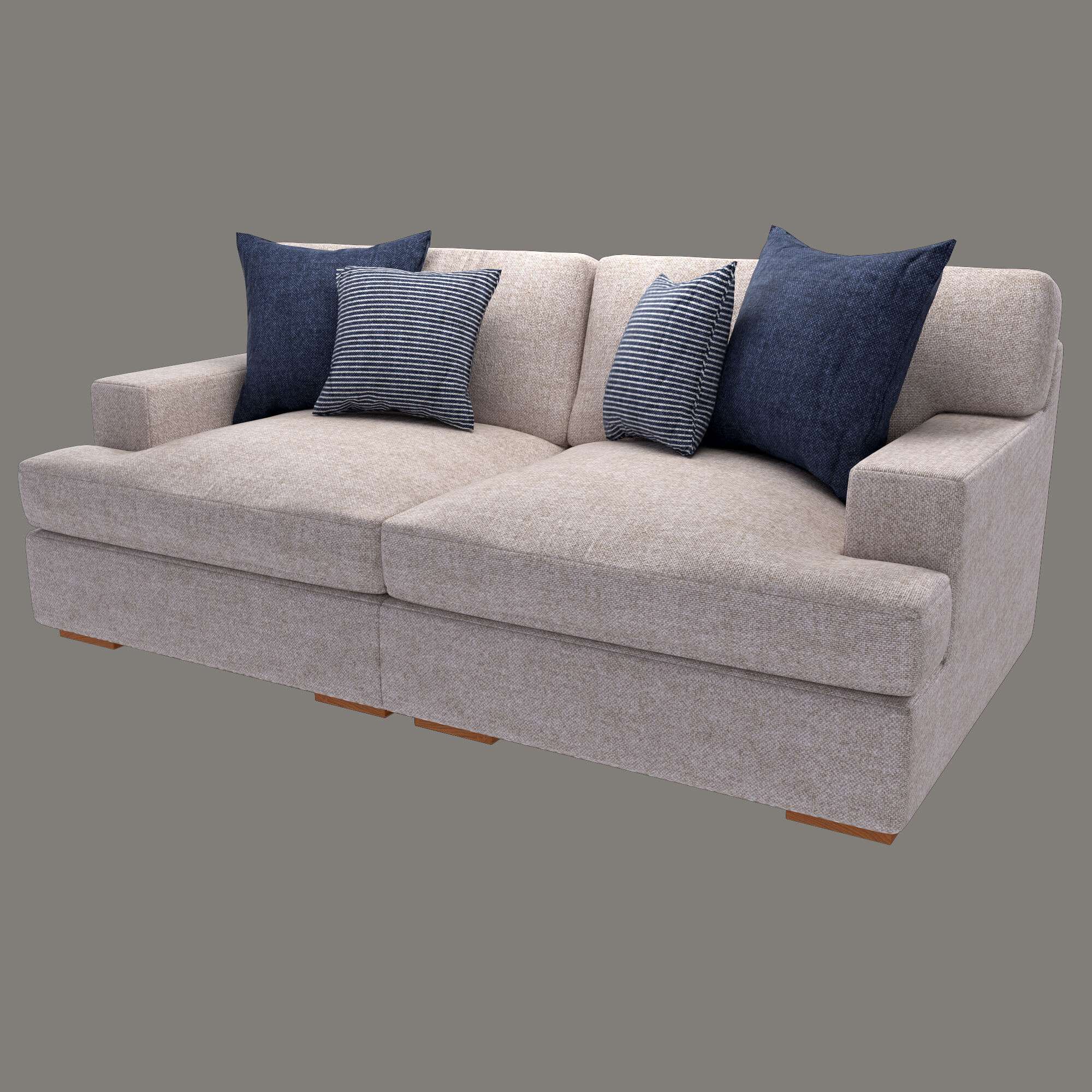 T-Shape Cushion  Upholstered Couch and Armchair  Low-poly 3D model_1