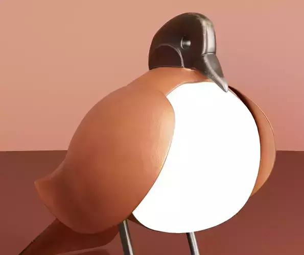 Stylized Bird Lamp 3D Model for Game Archviz Print Asset