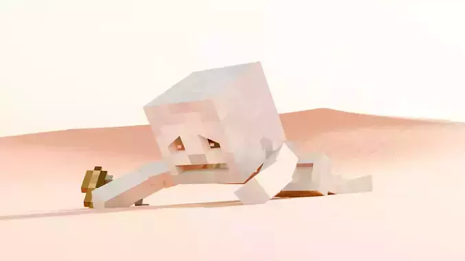 Minecraft Skeleton 3D with Run Animation and Expressions Low-poly 3D model