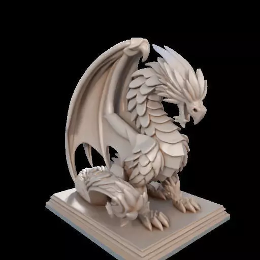 224 Menacing Fairytale Dragon in Ivory character monster fantasy 3D print model_24