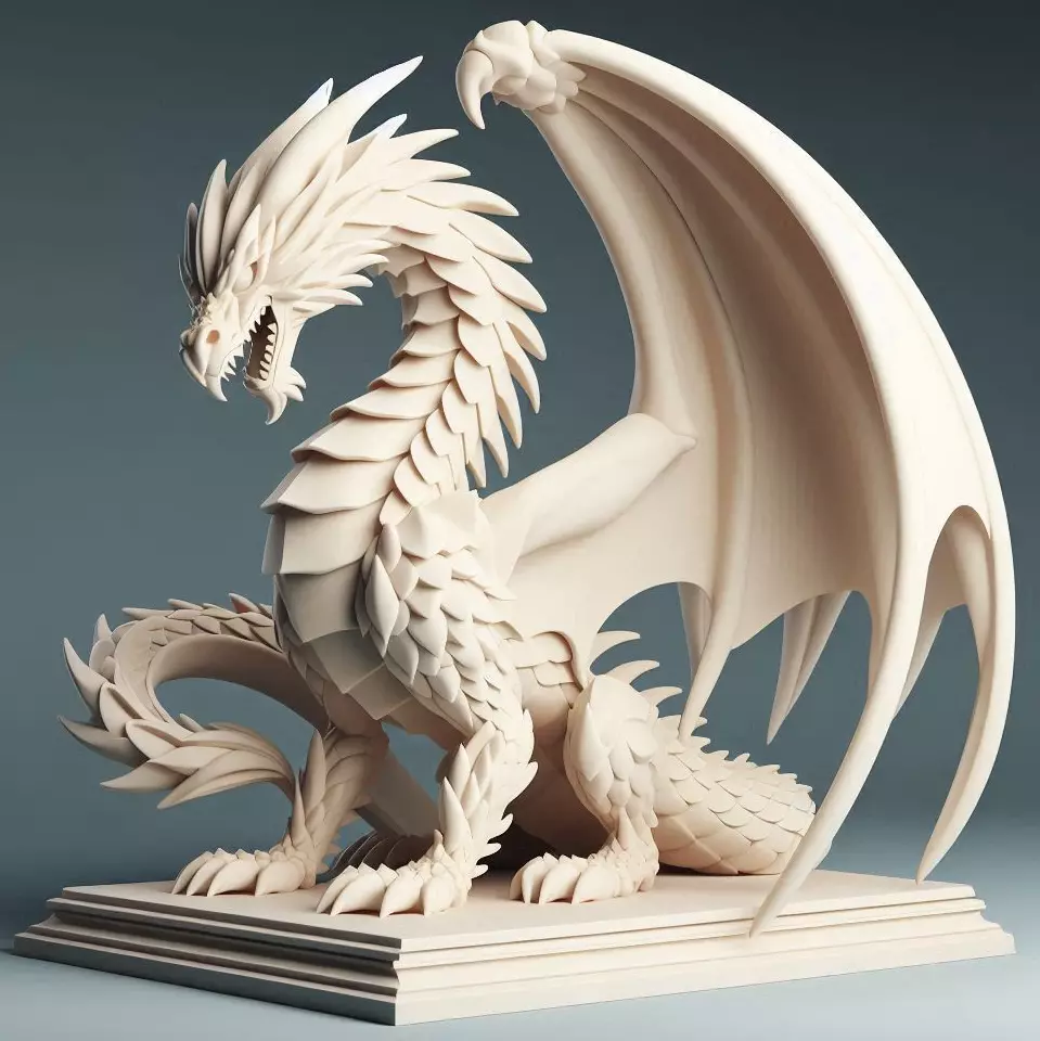 224 Menacing Fairytale Dragon in Ivory character monster fantasy 3D print model_21