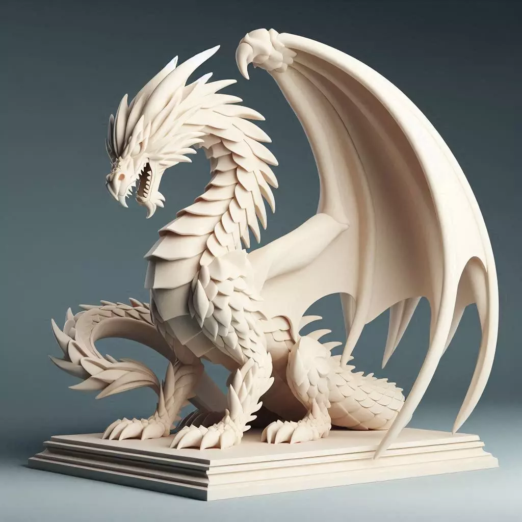 224 Menacing Fairytale Dragon in Ivory character monster fantasy 3D print model_33