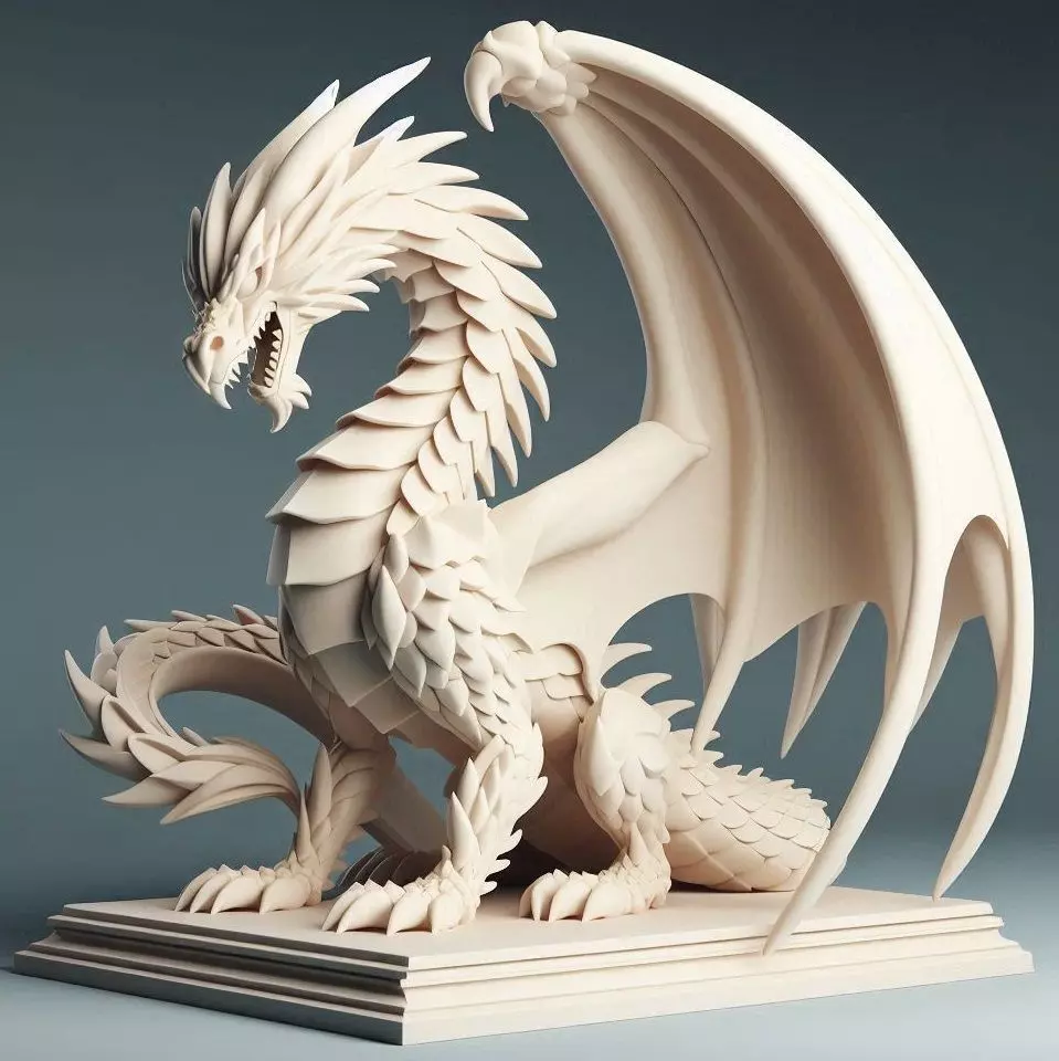 224 Menacing Fairytale Dragon in Ivory character monster fantasy 3D print model_5