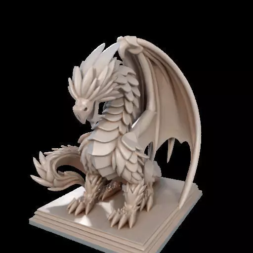 224 Menacing Fairytale Dragon in Ivory character monster fantasy 3D print model_1